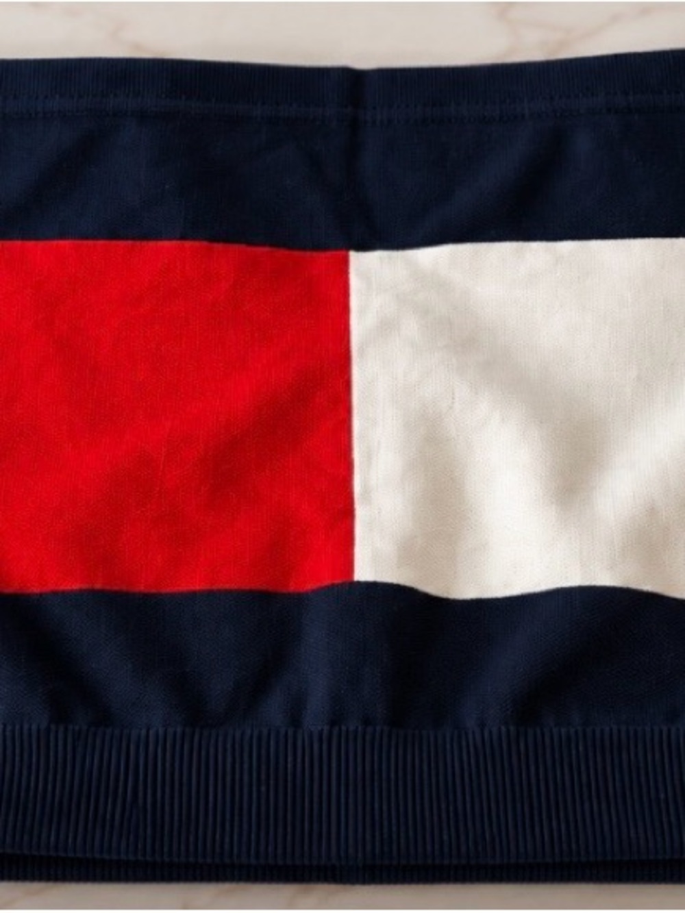 Tommy Hilfiger Navy Tank Bandeau Top with Red & White Flag Panel
